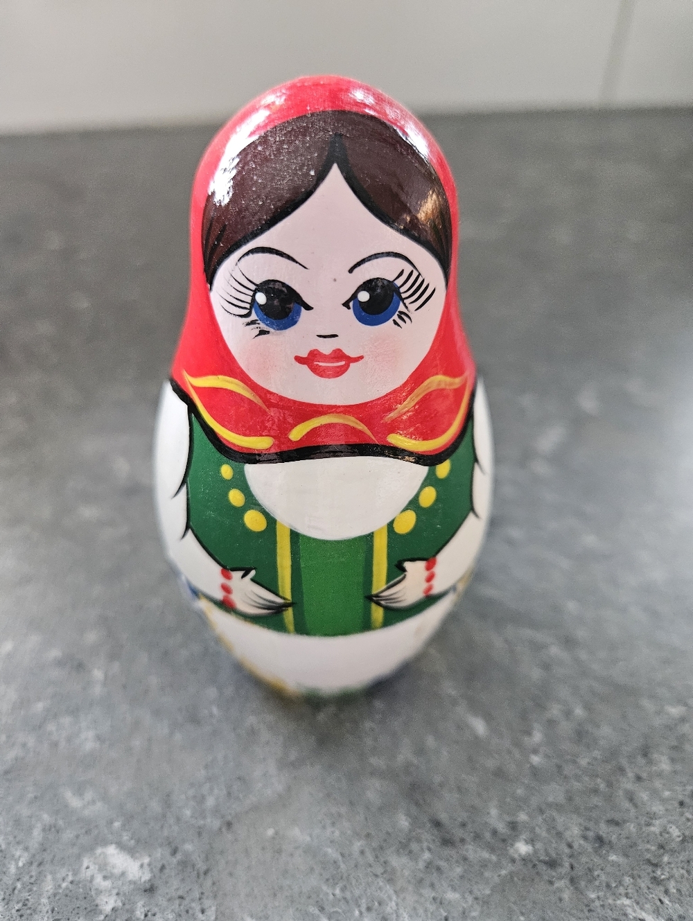 5 Piece Hand-Painted Russian Matryoshka Nesting Doll - Red, Green, White